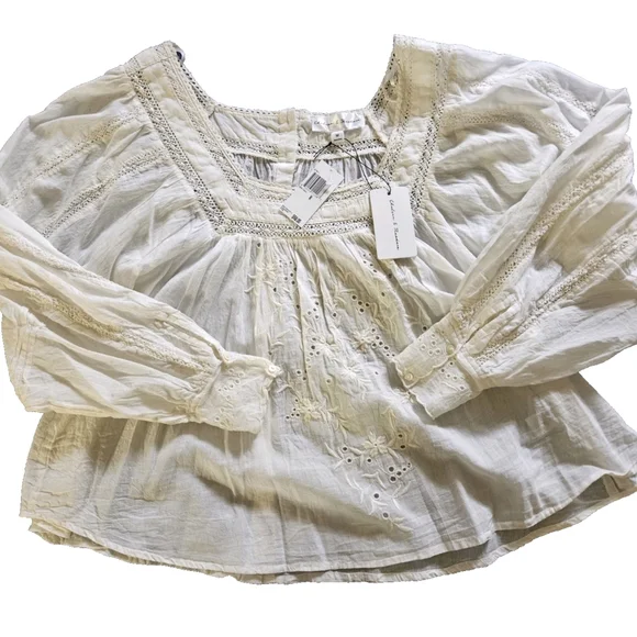 Elegant White Lace Trim Blouse-NWT- Size Medium - Picture 4 of 15